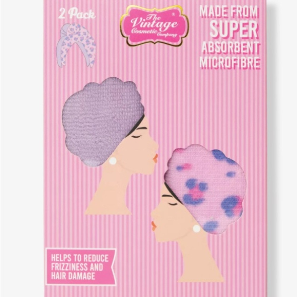 The Vintage Cosmetic Company Microfiber Hair‎ Turban 2-Pack